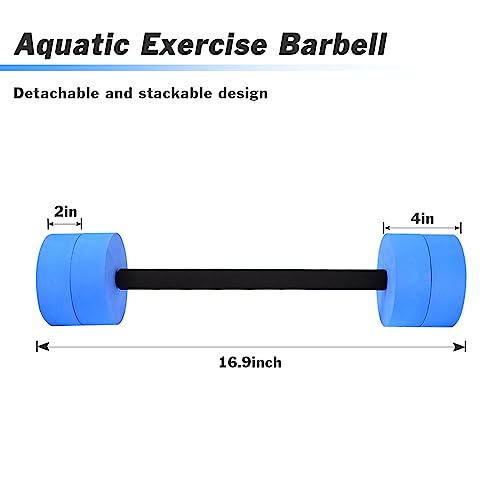 Hikeen Aquatic Exercise Dumbbells Water Dumbbell Pool Resistance Aquatic Fitness Barbells High-Density EVA Foam Pool Weights Dumbbells, for Water Aerobics Weight Loss (1 Blue Long barbell)