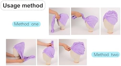 2 Packs Single Layer Microfiber Hair Turbans - Drying Wrap for Women (Blue,Light Green)