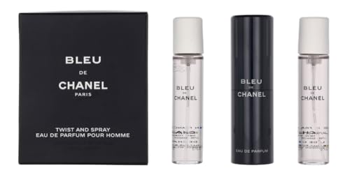 CHANEL Bleu De Eau De Parfum Travel Spray for Men 3 X 0.7 Oz, 2.1 Fl Oz, 3 pc set (purse spray)