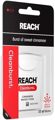 Reach Cleanburst Waxed Dental Floss Cinnamon, 55 Yards (Pack of 12)