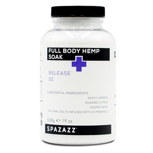 Spazazz Full Body Hemp Soak - 1000mg Hemp - Spa Hot Tub & Bath Aromatherapy Bath Salt Crystals - 538g/19oz (Release 22)