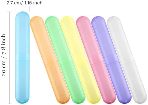 Boao 20 Pieces Travel Toothbrush Case Holder, Portable Toothbrush Storage, Classroom Pencil Case for Kids, 7 Assort Color Toothpaste Cover Protector for Travel Use