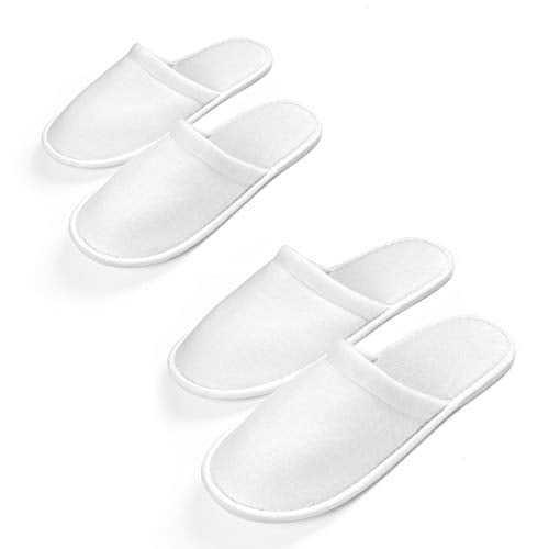 AQUEENLY Spa Slippers, 24 Pairs Velvet Closed Toe Disposable Slippers Fit Size for Men and Women for Hotel Home Guest Used, White Non-Slip Slippers