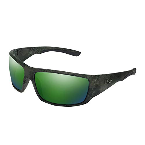 HUK, Polarized Lens Eyewear with Performance Frames, Fishing, Sports & Outdoors Sunglasses Oval, (Spearpoint) Green Mirror/Southern Tier Subphantis, Medium/Large