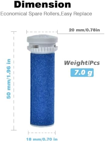 6 Pack Blue Extra Coarse Replacement Roller Refills Compatible with Scholl Express Pedi Foot Smoother Include a Cleaning Brush