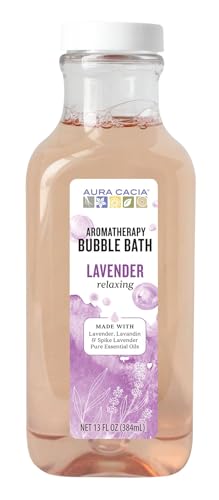 Aura Cacia Relaxing Lavender Bubble Bath, 13 fl oz - Paraben-Free with 100% Pure Essential Oils - Calming and Refreshing Lavender Aromatherapy for Body and Mind