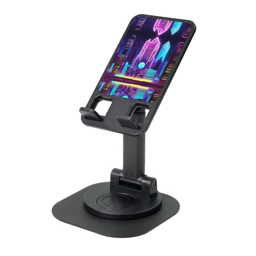 Sci-Fi City Cell Phone Stand 360° Adjustable Desktop Phone Holder Cradle Compatible With Most Mobile Phones Black