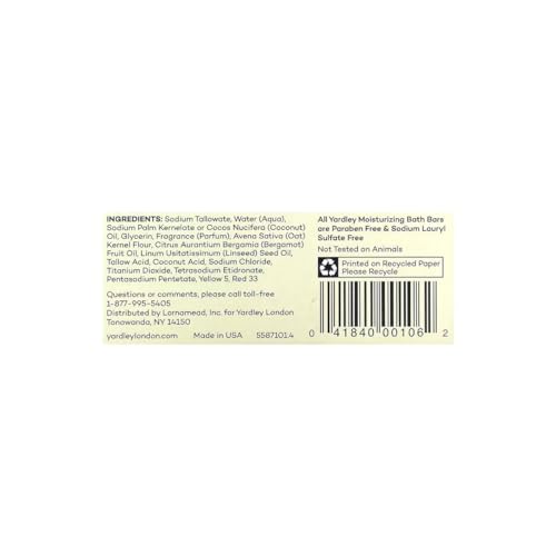 Yardley Oatmeal and Almond Bar Soap, Oatmeal & Almond, 4 Ounce (Pack of 4)