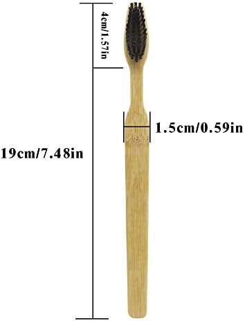 Extra Hard & Firm Bamboo Charcoal Toothbrush Long Head with Wide Thickened Handle Whitening Teeth Pack of 12