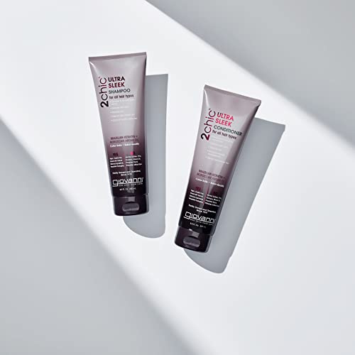 GIOVANNI 2chic Ultra-Sleek Shampoo - Brazilian Phyto-Keratin & Moroccan Argan Oil, Anti-Frizz Formula, Coconut, Shea Butter, Pro-Vitamin B5, Color Safe, Paraben Free - 24 oz