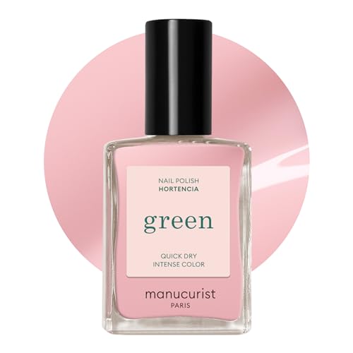 Manucurist - Green Hortencia Nail Polish - Sheer Pink Nail Polish - 9-Free, Vegan and Plant-Based - Quick Dry Manicure - Non Toxic - Made in France - 0.5 fl oz