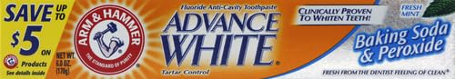 Arm & Hammer Advance Toothpaste Baking Soda Peroxide Tartar Control, White, 6 Ounce