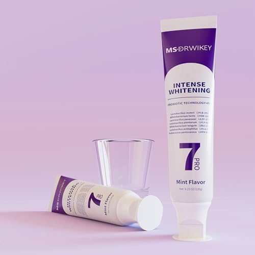 2-Pack 7-Pro Whitening Toothpaste | Deep Whitening & 7 Probiotics for Oral Health | Purple Beads for Extra Freshness | Fluoride-Free