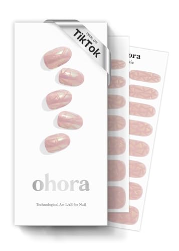 ohora Semi Cured Gel Nail Strips (N Pink Wonderland) - Pink, Solid, Works with Any UV/LED Lamps, Salon-Quality, Long Lasting, Easy to Apply & Remove - Includes 2 Prep Pads, Nail File & Wooden Stick