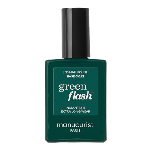 Manucurist Green Flash Base Coat - LED Gel Nail Polish Base Coat - 12-Free - 84% Bio-Sourced Ingredients - Made in France - 0.5 fl oz Bottle