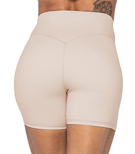 Sunzel No Front Seam High Waist Biker Shorts for Women, Squat Proof Yoga Workout Gym Bike Shorts 5" Greenery Small