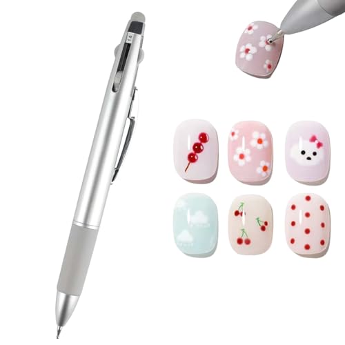 5 in 1 Nail Art Dotting Pen, Nail Dotting Pen Nail Art Dotting Tools in Ballpoint Pen Design Kit, Nail Art Tip Dot Paint Manicure Kit, Professional Nail Art Tool for Beauty Salons DIY (1PC, One Size)