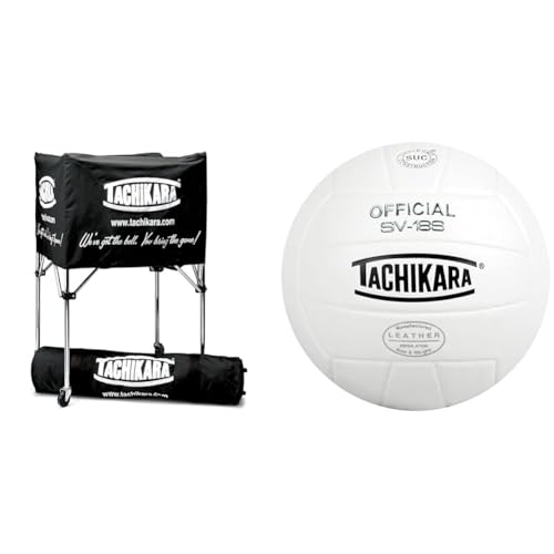 Tachikara BIK-SP Portable Ball Cart (Black) & SV-18S Indoor Volleyball (EA)