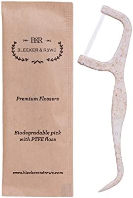 Bleeker and Rowe Biodegradable Individually Wrapped Floss Picks - Eco Friendly Flossers 150 Pack (PTFE Floss)…