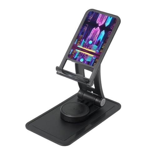 Sci-Fi City Cell Phone Stand 360° Adjustable Desktop Phone Holder Cradle Compatible With Most Mobile Phones Black