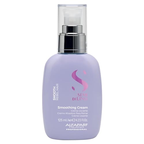 Alfaparf Milano Semi di Lino Smooth Smoothing Cream for Frizzy and Rebel Hair - Controls Frizz - Protects from Heat and Humidity - Straightens and Hydrates Unruly Hair, 4.23 fl. oz.