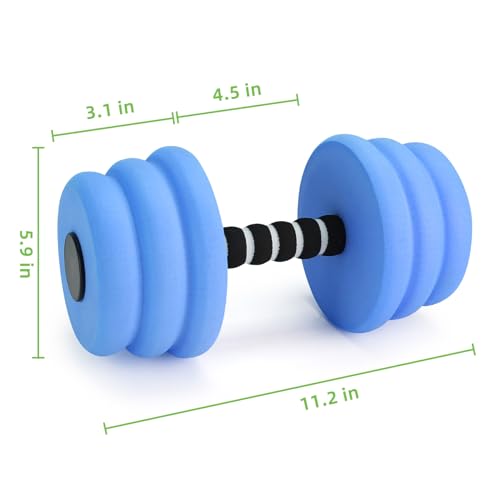 Water Aerobics Set for Aquatic Exercise, Pool Fitness Equipment Foam Water Dumbbell Set, New Upgrade Aquatic Dumbbells and Foam Swim Aquatic Cuffs, Water Workout Fitness Tool, Blue