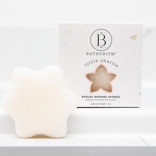 Bathorium Little Charlie Konjac Body Sponge, Gentle & Cleansing Sponge for Babies, Sensitive Skin, 100% Pure Konjac, Ideal for Daily Use, 1 Sponge
