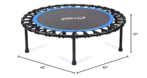 DARCHEN 400LBS Rebounder Trampoline for Adults, Indoor Mini Trampoline Silent Fitness Trampoline Small Bungee Rebounder Jumping Cardio Trainer Workout Exercise Workout with Handrail Bar [40 Inch]
