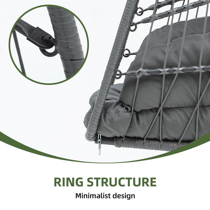Uforic 105 x 74 x 72 cm Hanging Chair with Cushions, Chain & S-Hooks for Living Room Patio Garden, Gray