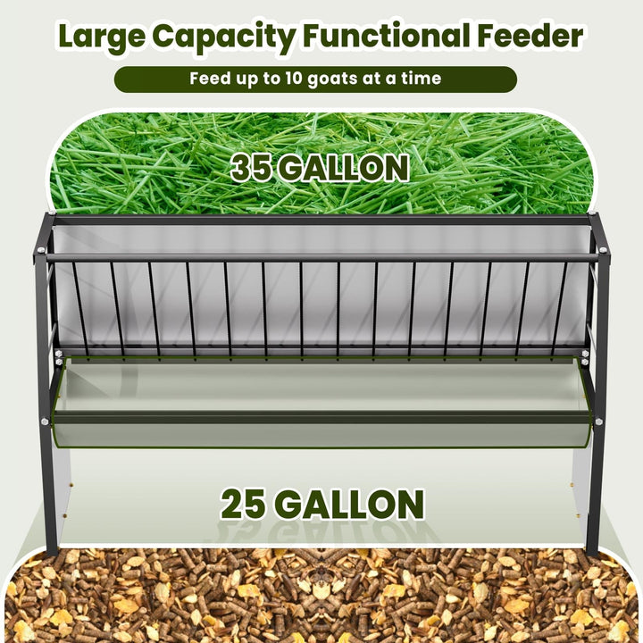 60 Gallon Feeder, Heavy Duty Galvanized Steel Livestock Hay Feeder, Weather - Resistant for Goats, Cows, Ponies in Outdoor Pasture, Farm, Grazing Yard