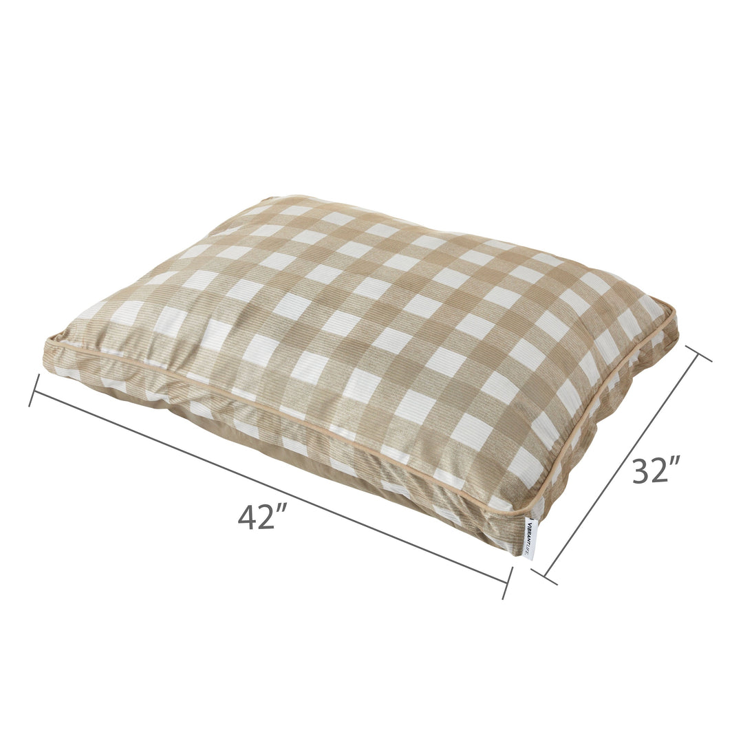 Vibrant Life Bed for Dogs, Gusseted Mat, Removable & Washable Cover, Tan Plaid, 42" x 32"
