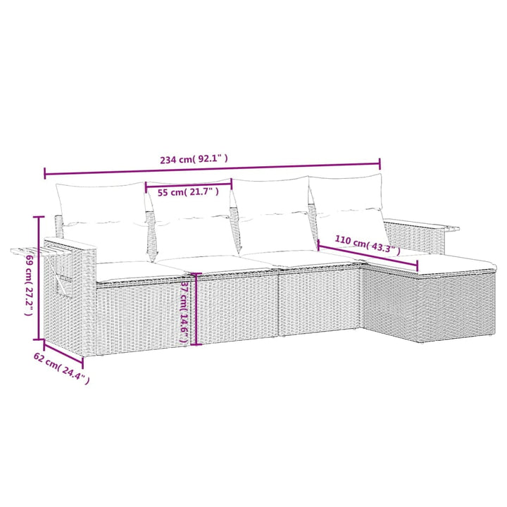vidaXL Garden Sofa Set Gray