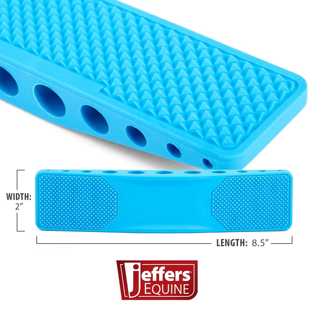 Jeffers Rubber Grooming Brush for Horses, Dogs & Cats, Removes Hair & Dirt, Easy Clean Tool - Light Blue