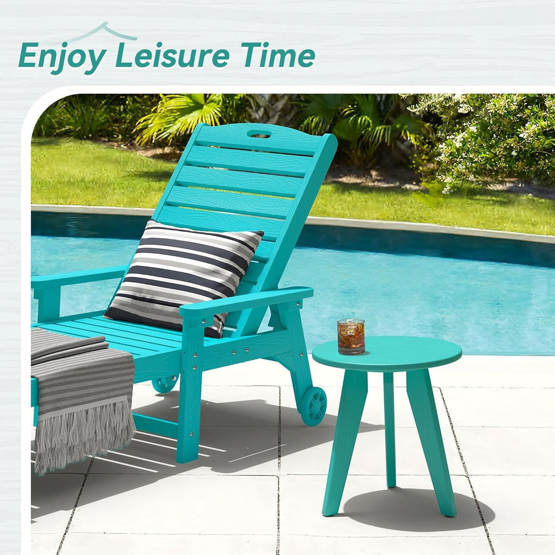 Outdoor Side Table, Small Round Side Table Weather-Resistant, Outdoor Side Tables for Patio, Porch, Deck, End Table for Plant Stand, Living Room, Bedroom,Turquoise