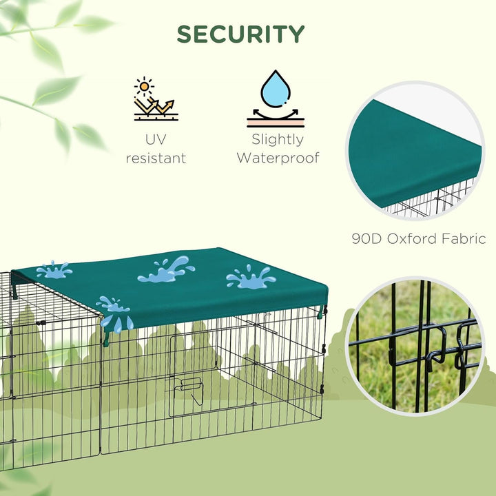 AEGFKD73" L Metal Chicken Playpen, Small Animal Cage, Chicken Coop, Pet Yard Fence for Rabbits, Chinchillas with Roof for Indoor & Outdoor, 20" H, Green
