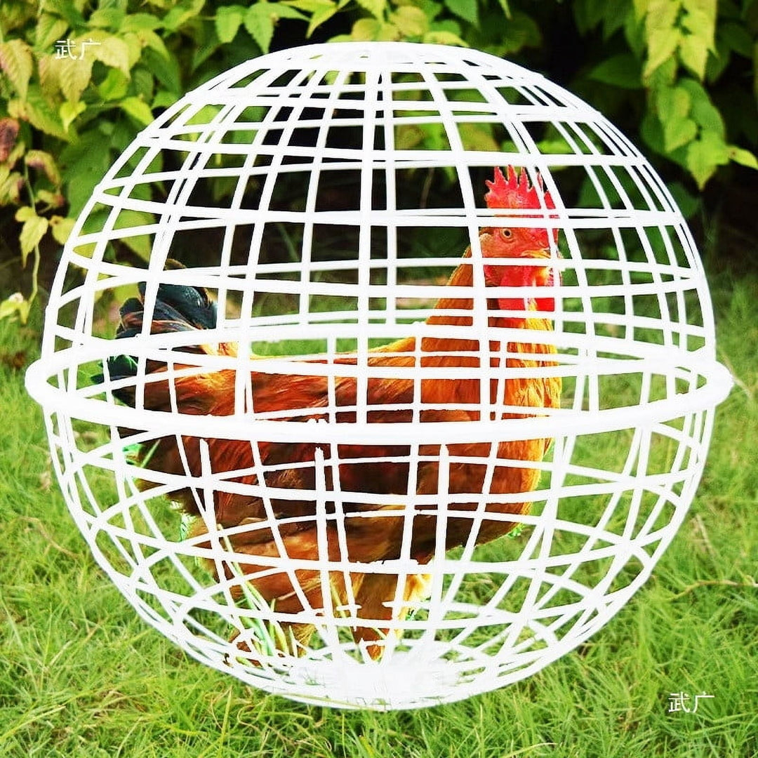 2 Pcs Chicken Balls Cage for Outside, Movable Chicke Coops, Sturdy & Safe & Roomy, Plastic Rolled Cage for Free-Range Pigeons, Rabbits, Ducks, Chicken, White 7.87 Inch