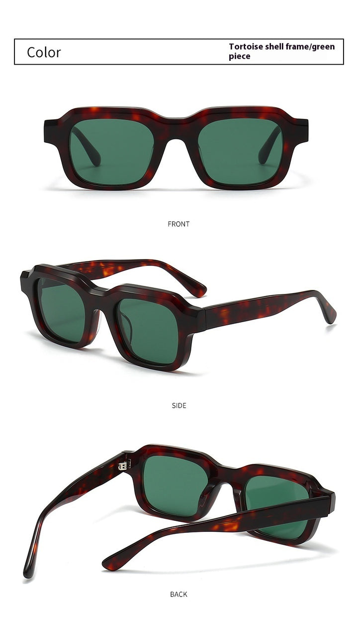Thick Acetate Frame Sunglasses Gradient Color Stitching Sunglasses