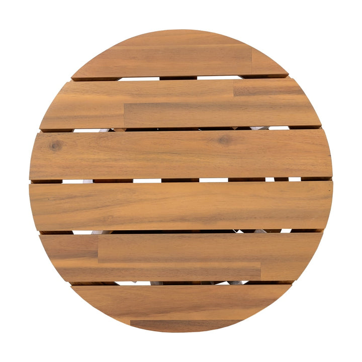 JHSLAJ Outdoor Acacia Wood Patio Side Table, Round Coffee Table for Backyard, Lawn, Balcony,Light Teak