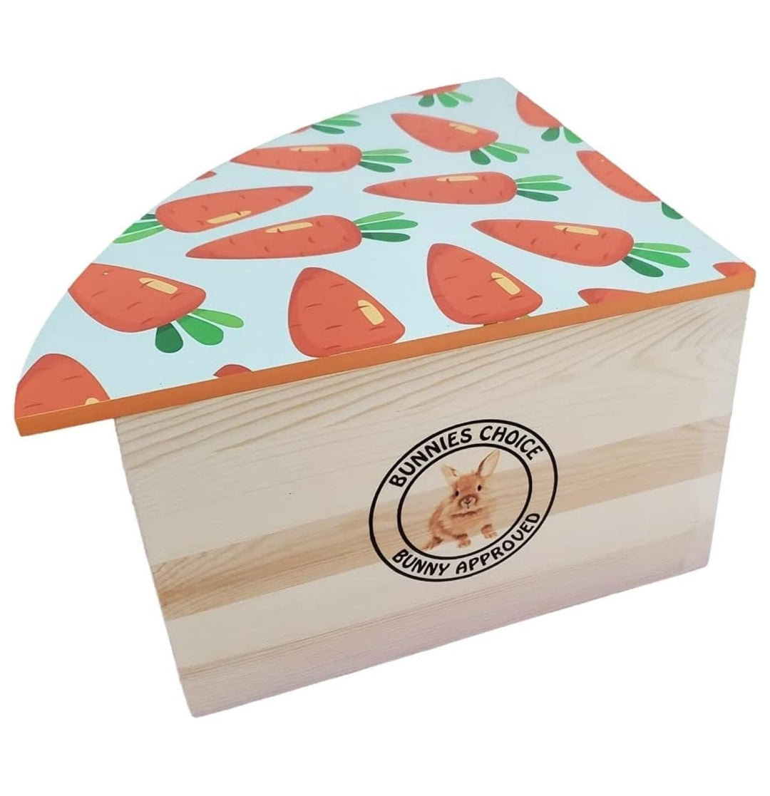 The Space House All Natural Sturdy Pine Wood Corner Hideout Hidey Guinea Pig Hut (Carrots)
