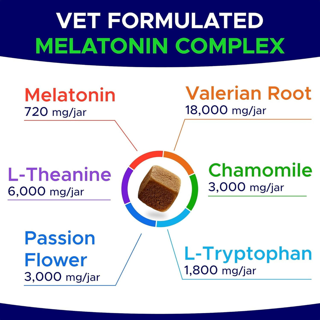 Melatonin for Dogs to Sleep 6mg - Doggie Sleep Aid Treats - Sleeping Pills for Anxiety - Extra Strength Calming Chews Large & Medium Breed Help Sleep at Night - Made in USA - 120Ct