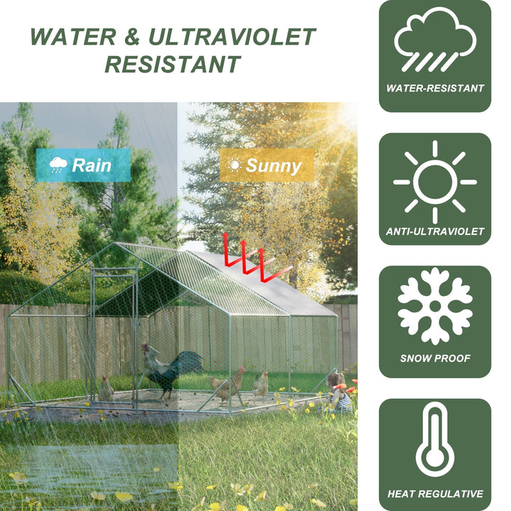 Coowa Large Metal Chicken Coop, Walk-in Chicken Run with Galvanized Wire, Waterproof UV Cover, Hen Pen Cage for Rabbits, Ducks, Poultry, 10' L x 13' W x 6.56' H