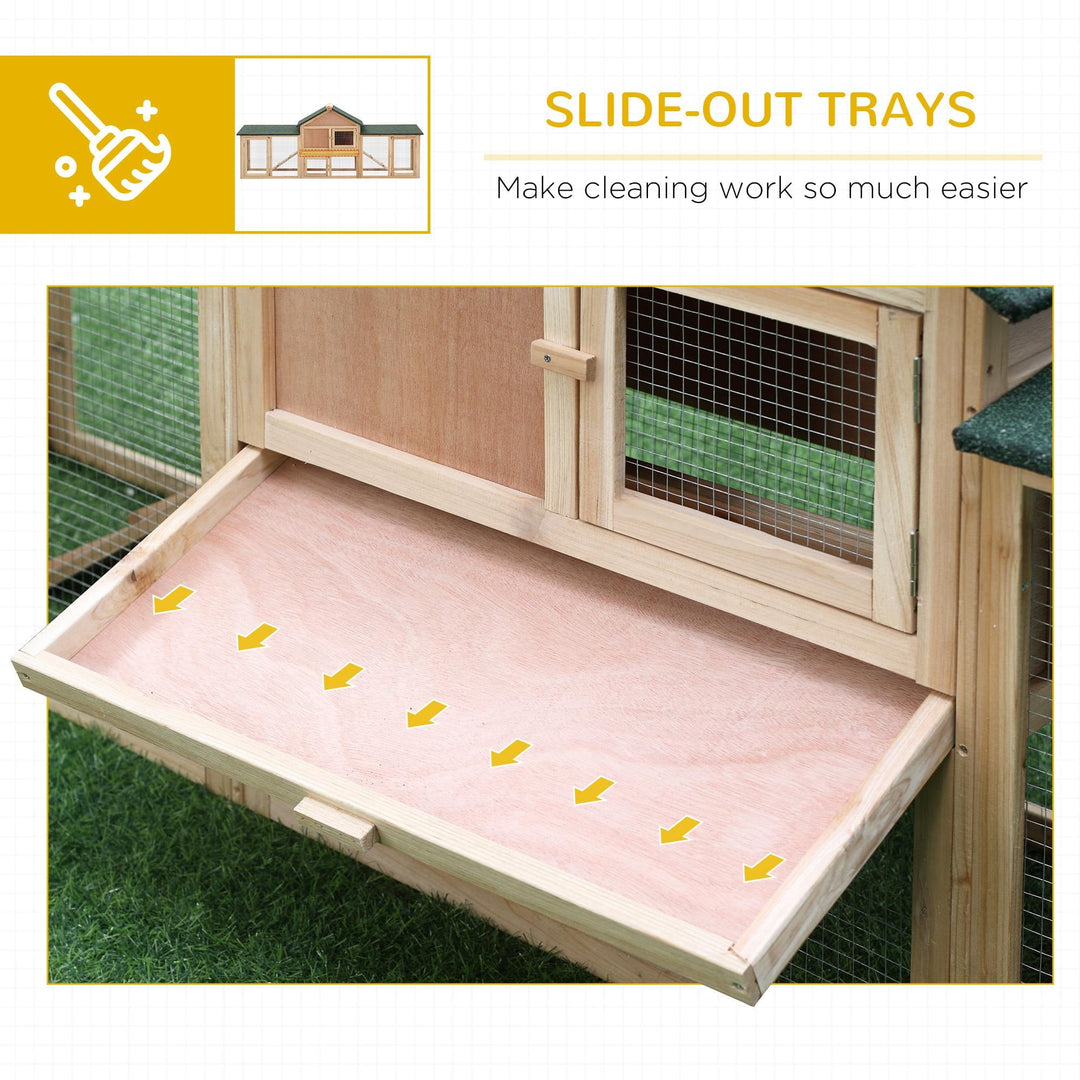 CoSoTower 83"L Outdoor Rabbit Hutch, Guinea Pig Cage Indoor Outdoor Wooden Bunny Hutch with Double Runs, Weatherproof Roof, Removable Tray, Ramps, Natural
