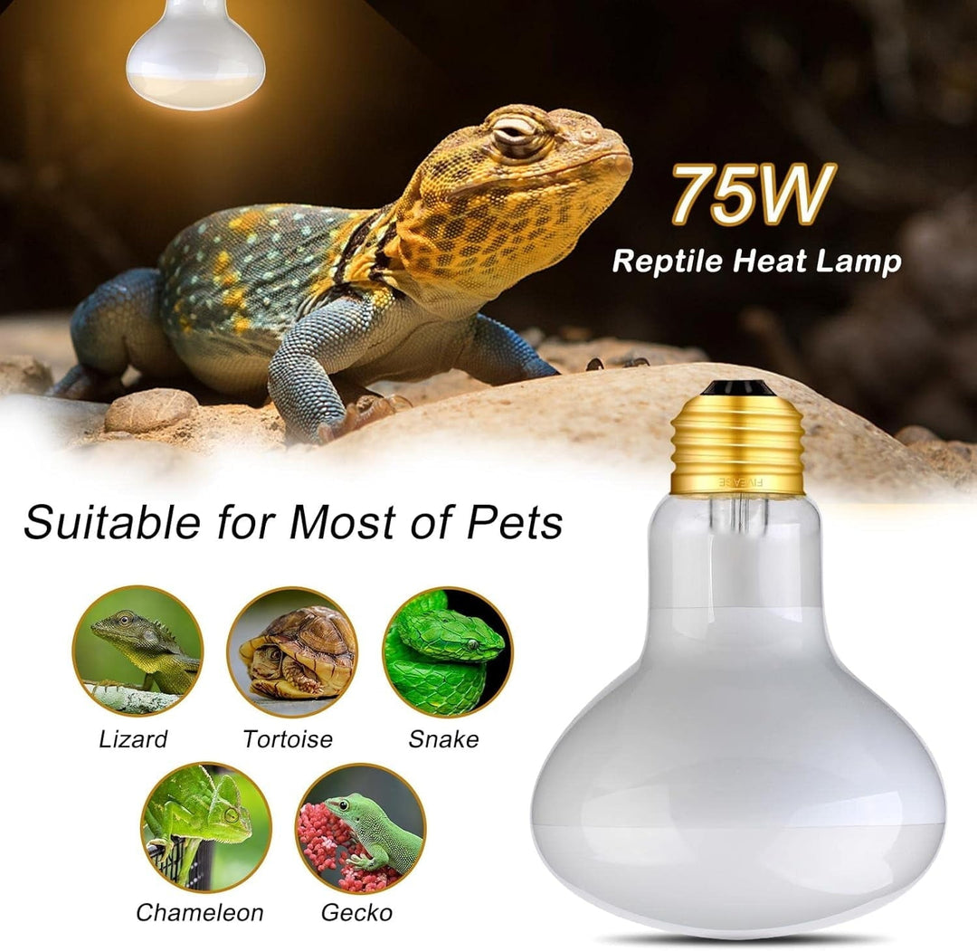 75W Reptile Heat Lamp Combo Set-Reptile Day and Night Heat Lamp,UVA Basking Spot Bulb for Bearded Dragon Lizard Turtle Snake Chameleon Use, 4 Pack