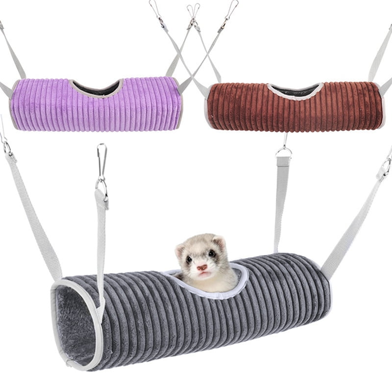 3PCS Cage Hammock Ferret Hide Tunnel Warm Rat Small Animals Play Tube Swing Sleeping Hanging Bed Nest Hideaway Toy