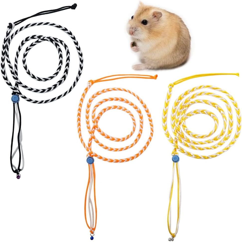 3Pcs Adjustable Hamster Leash Harness with bell for Lead Walking Pet Hamster Gerbil Rat Mouse Harness