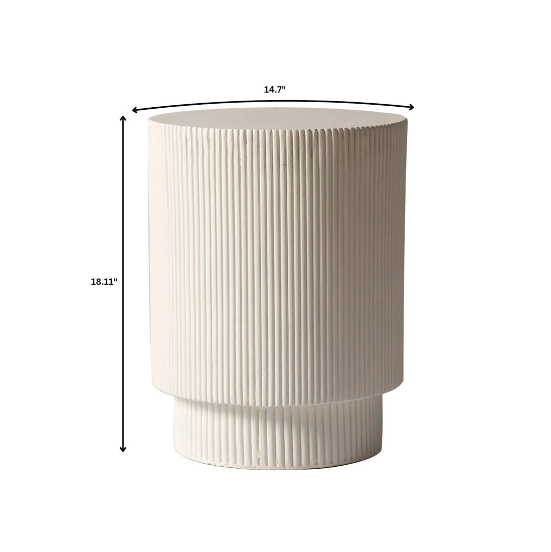 LeisureMod Modern Side Table Round Fiberstone Top Accent End Table for Home, Outdoor Patio, Living Room Sofa, Weather-Resistant, Eden Series in White