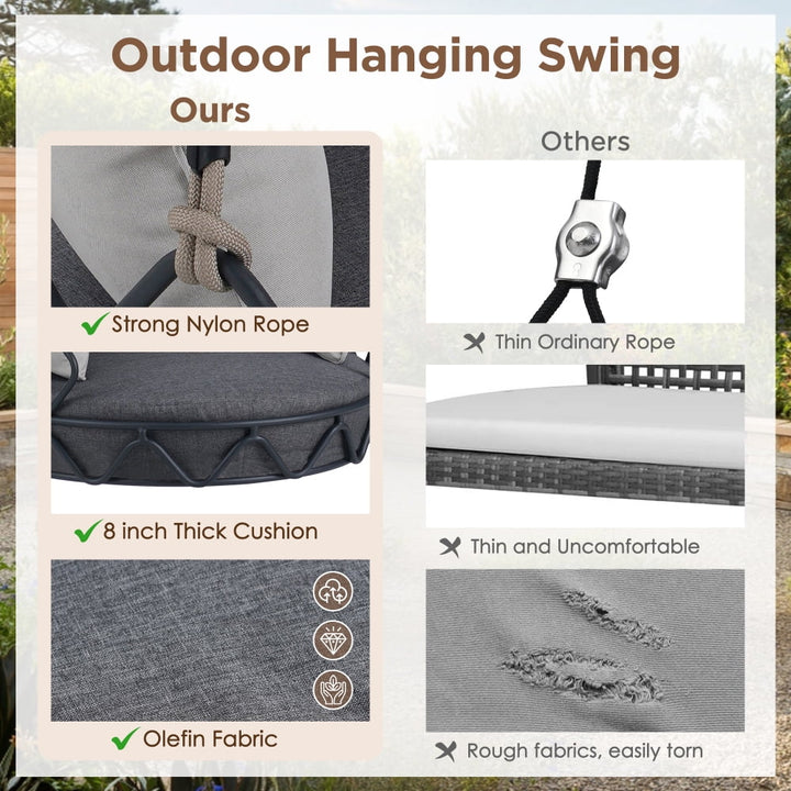 Baugery Hanging Egg Chair Without Stand, Outdoor Patio Egg Swing Chair for Patio Porch, Balcony (Beige/Grey)