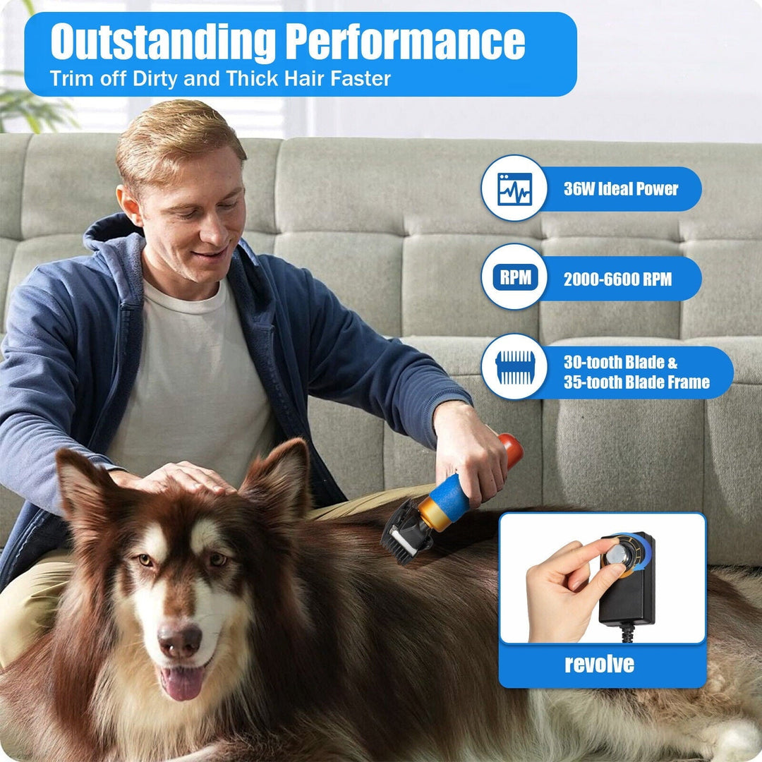 36W Electric Pet Clipper,Quiet & Safe,2000-6600rpm,Dual Blades,9.4ft Cord,Ideal for Multiple Pets & Carpets