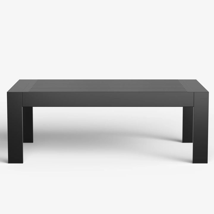 LayinSun Aluminum Outdoor Patio Coffee Table Modern Rectangle All-Aluminum End Table with Metal Frame