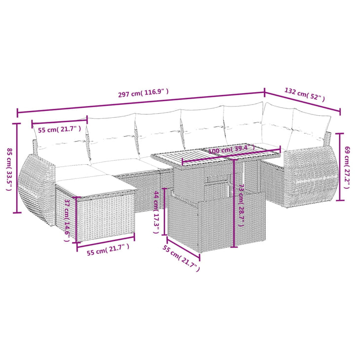 vidaXL Garden Sofa Set Grey